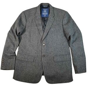 American Eagle Mens Gray Herringbone Blazer Jacket Two Button Size L/G